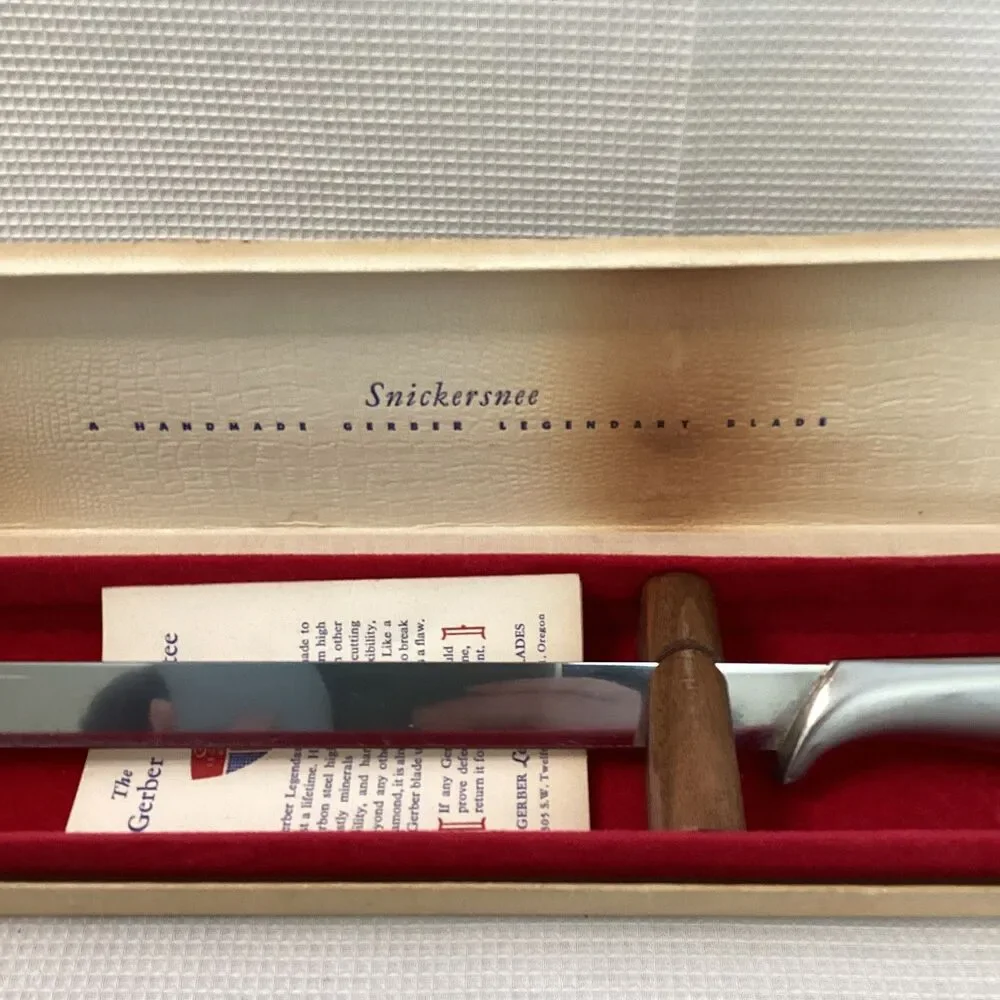 Vintage Gerber Legendary Blades Long Snickersnee Fork Tip Carving Knife with Box
